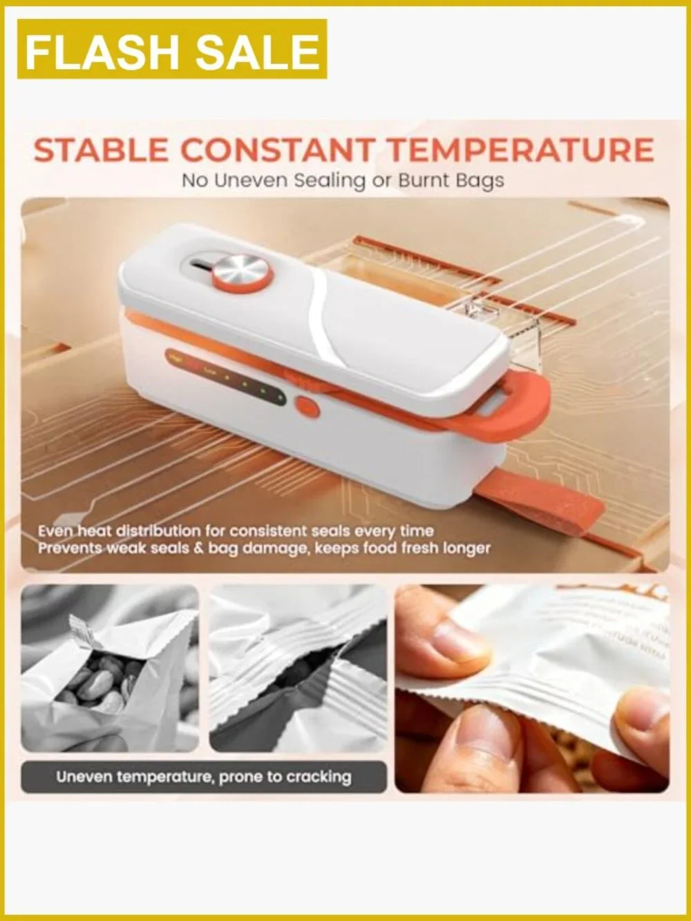 Mini Bag Sealer Rechargeable Portable Heat Sealing Machine Food Storage